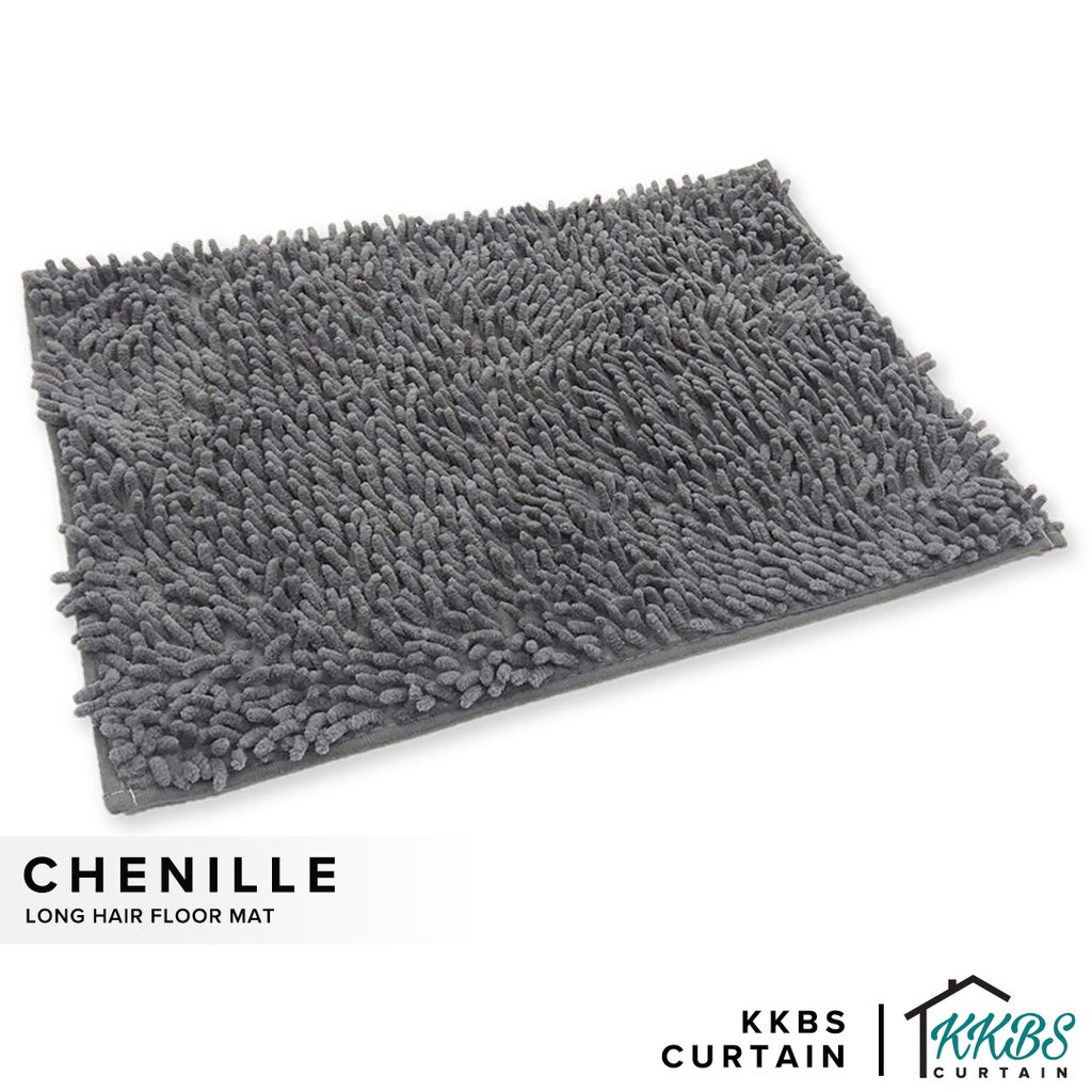 Alas Kaki Chenille Microfiber Warna Polos Bulu Panjang