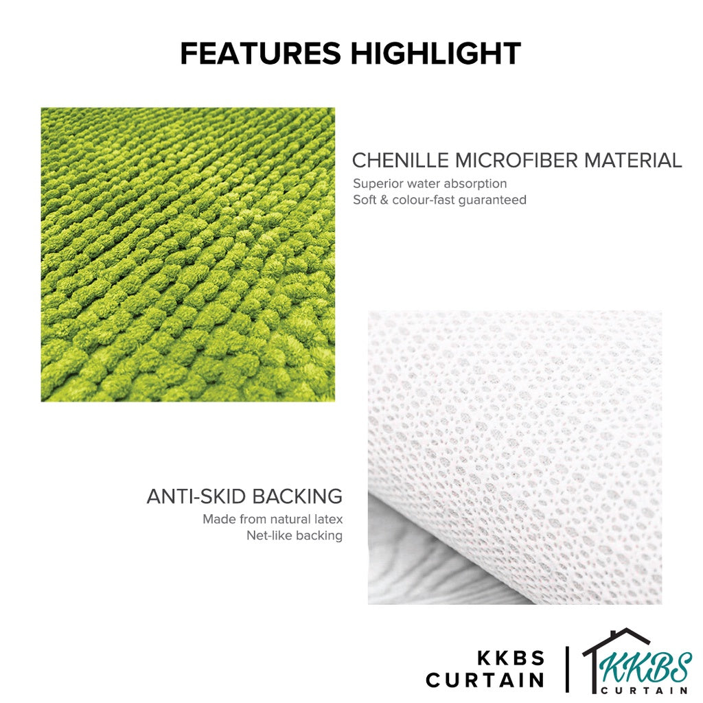 Alas Kaki Chenille Microfiber Warna Polos Bulu Panjang