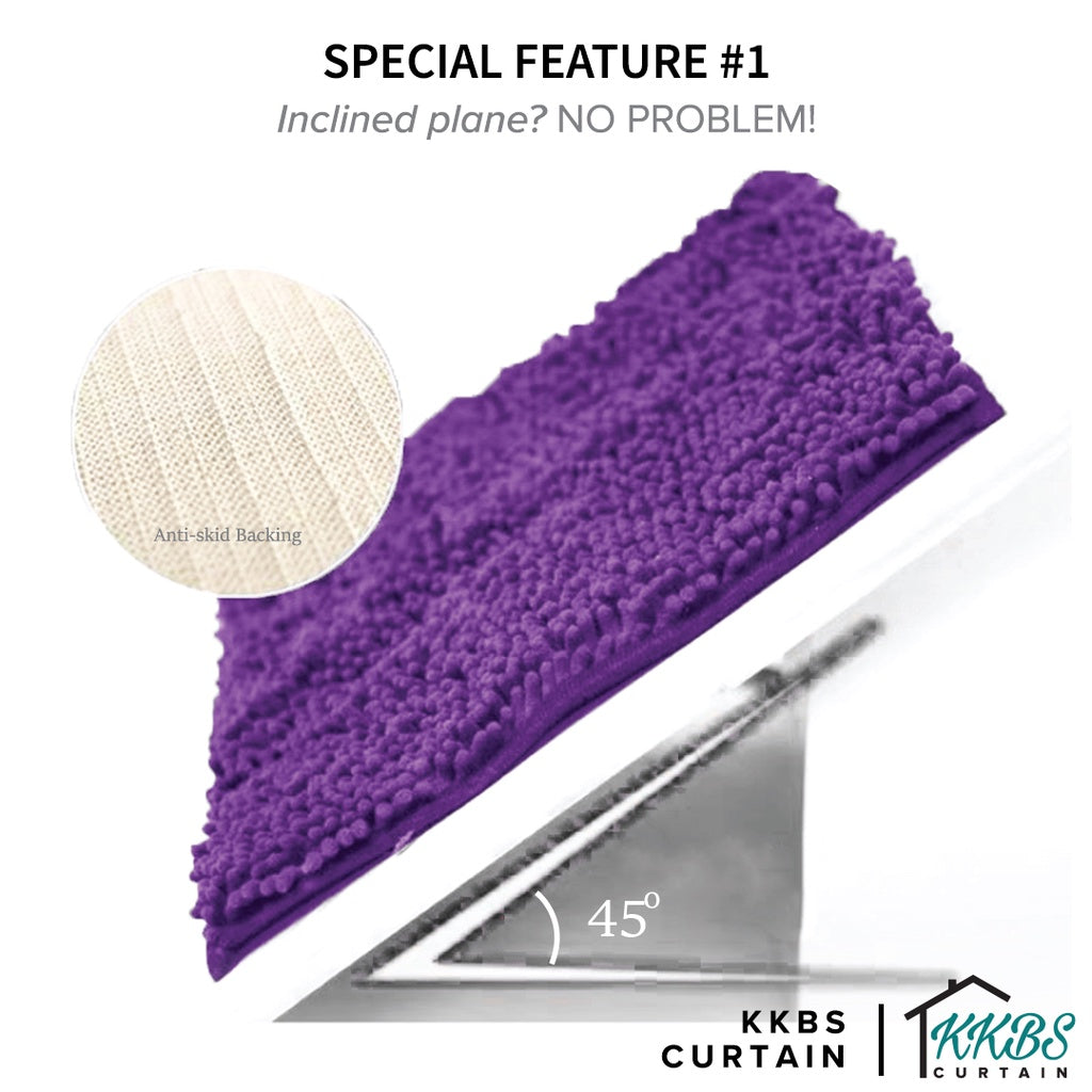 Alas Kaki Chenille Microfiber Warna Polos Bulu Panjang