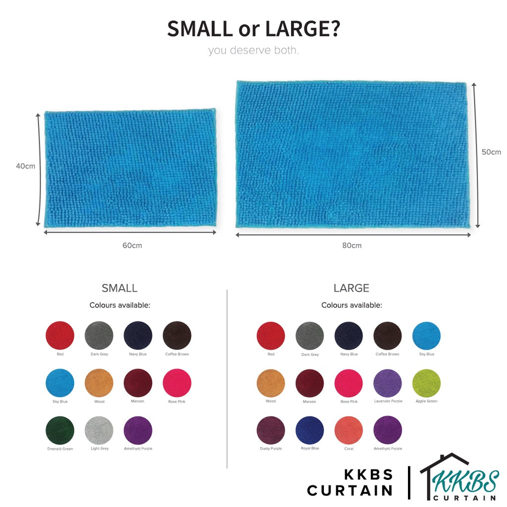 Alas Kaki Chenille Microfiber Warna Polos Bulu Panjang