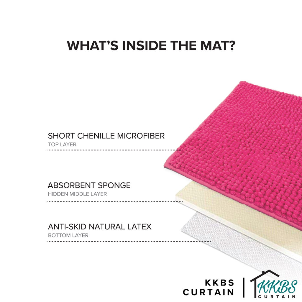 Alas Kaki Chenille Microfiber Warna Polos Bulu Panjang