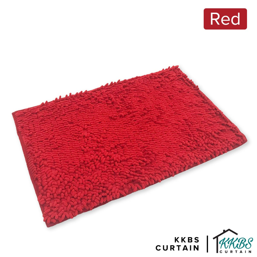 Alas Kaki Chenille Microfiber Warna Polos Bulu Panjang