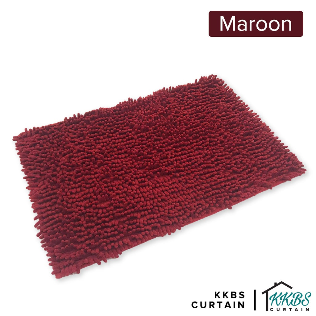 Alas Kaki Chenille Microfiber Warna Polos Bulu Panjang