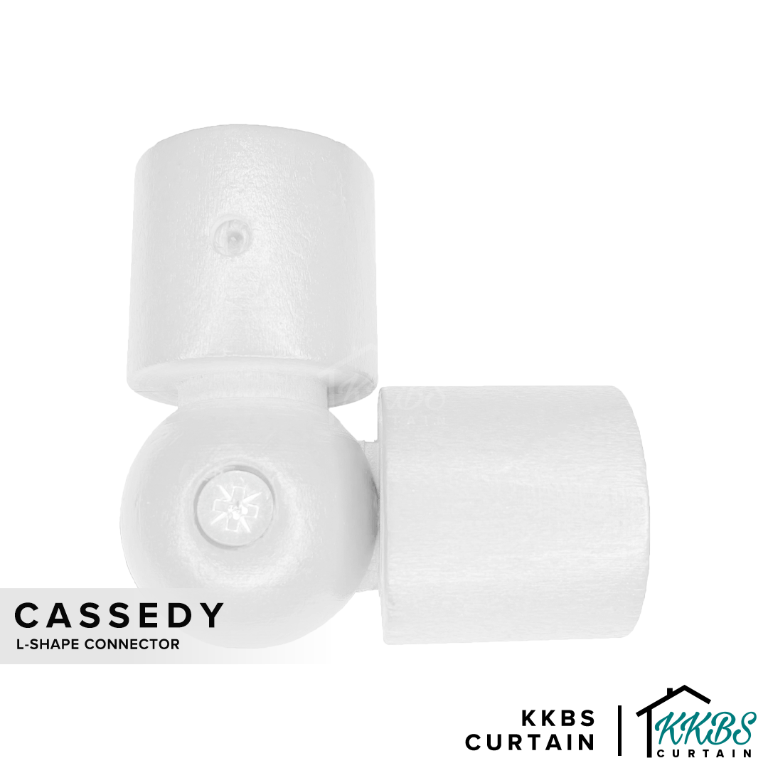Cassedy 木制窗帘杆 L 形连接器 白色