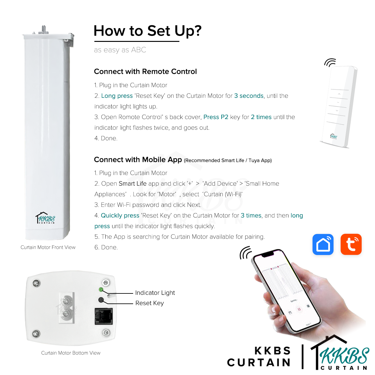 Smartony 电动窗帘轨道 Wi-Fi / ZigBee 全套