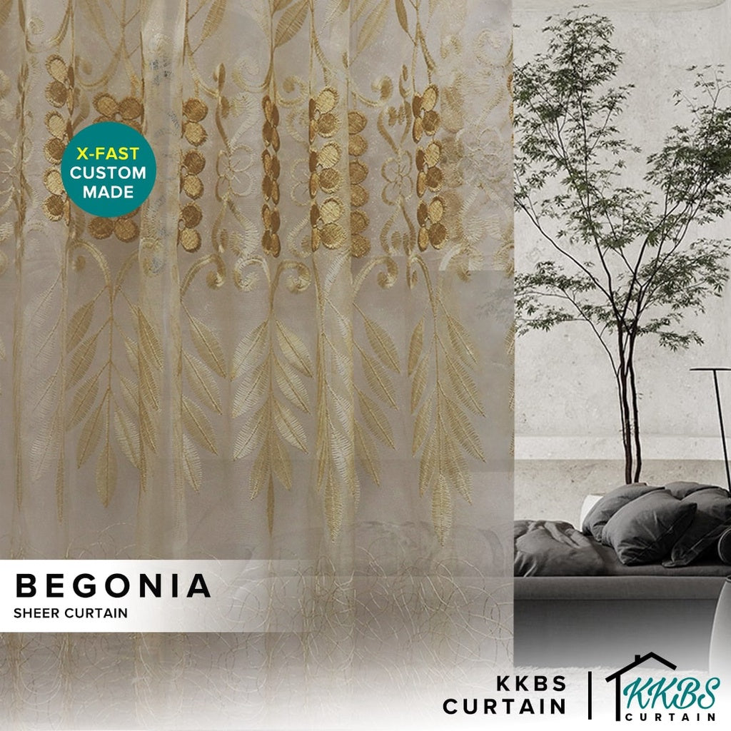 KKBS CURTAIN Begonia Langsir Sheer/Net Siap Jahit Cangkuk & Ring (Begonia Sheer Tulle Day Curtain Ready Stock/Readymade)