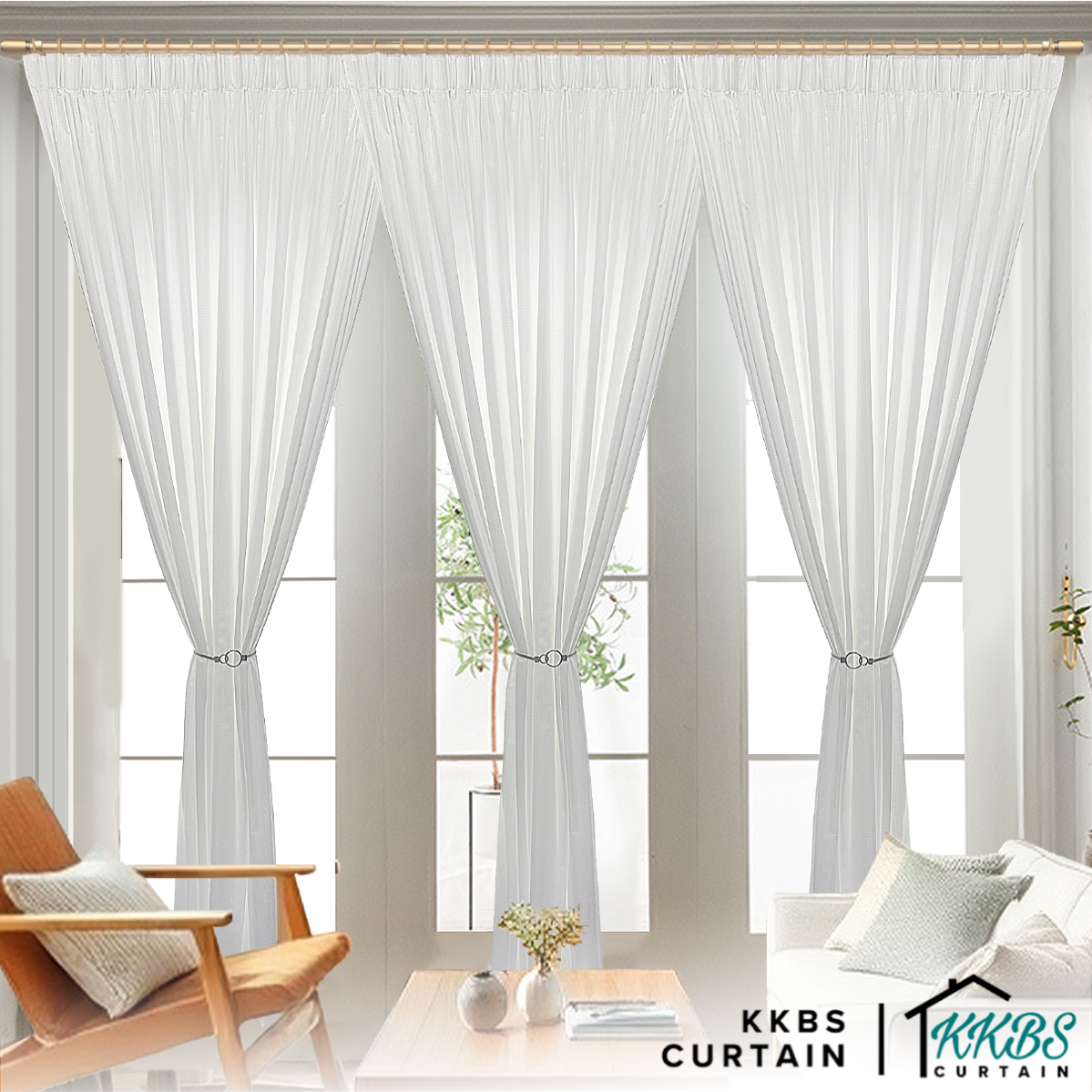 Hermysa Privacy Sheer Curtain Ready Made