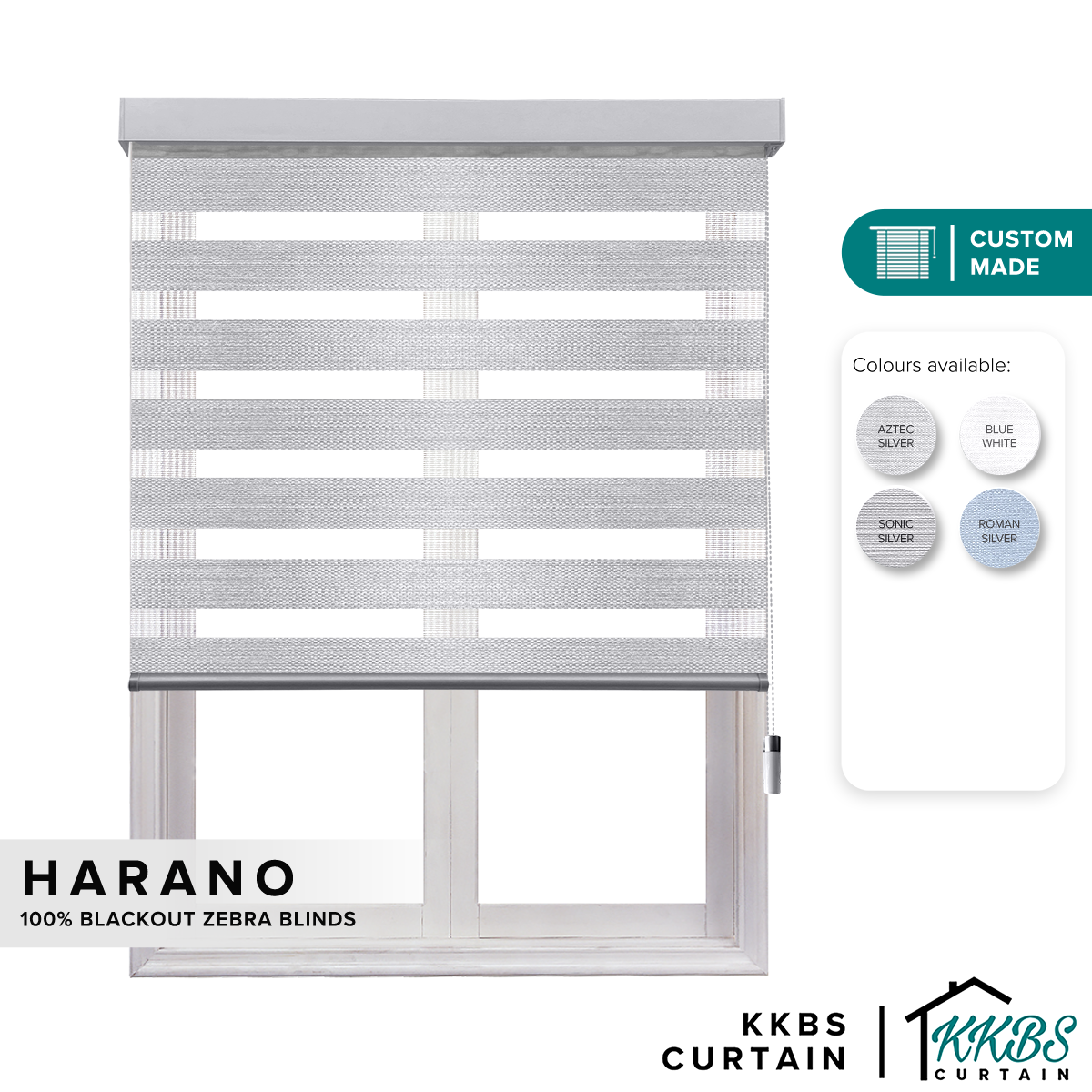 Harano 100% Blackout Zebra Blinds Dibuat Tersuai