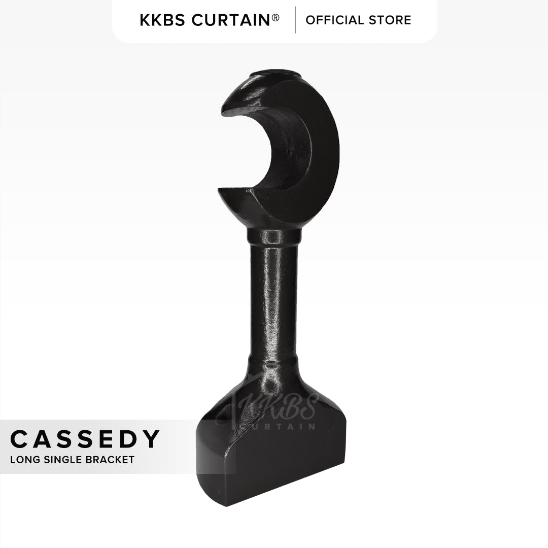 Cassedy Wooden Curtain Rod Long Single Bracket Ebony Black Colour