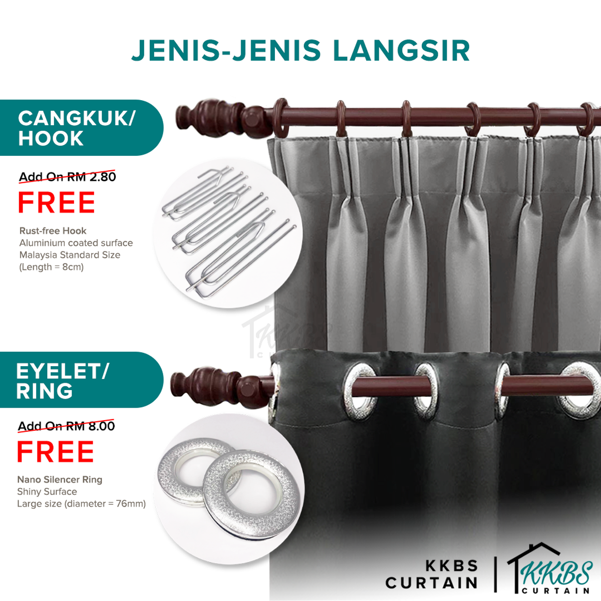 Neluna Langsir Semi Blackout Siap Jahit Lebar Standard