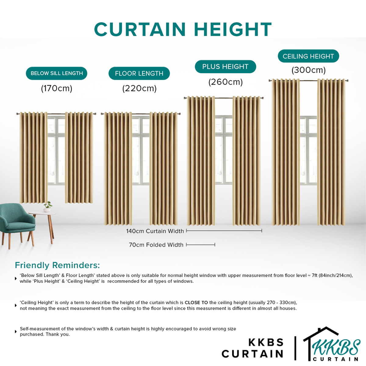 Neluna Langsir Semi Blackout Siap Jahit Lebar Tambahan