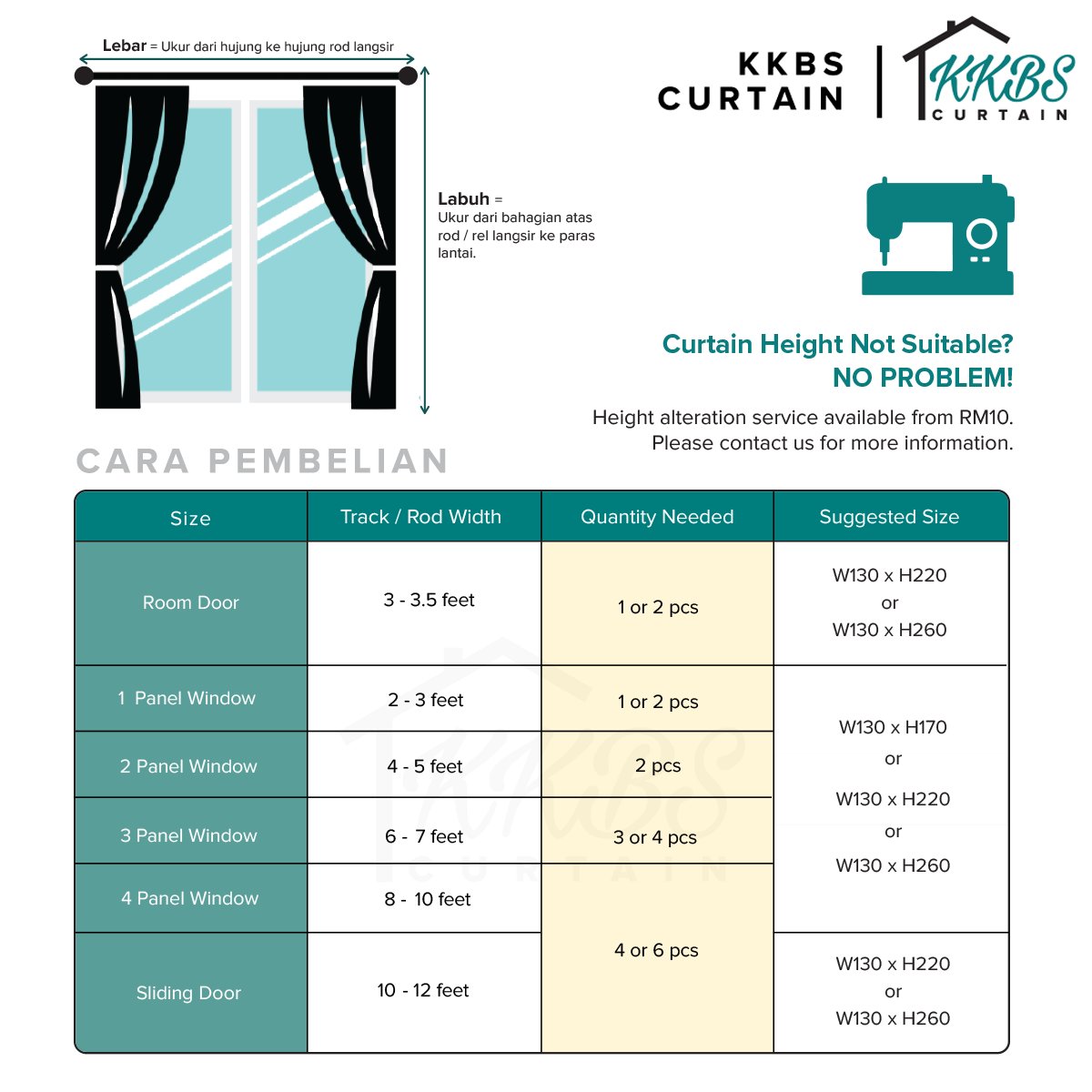 Neluna Langsir Semi Blackout Siap Jahit Lebar Standard
