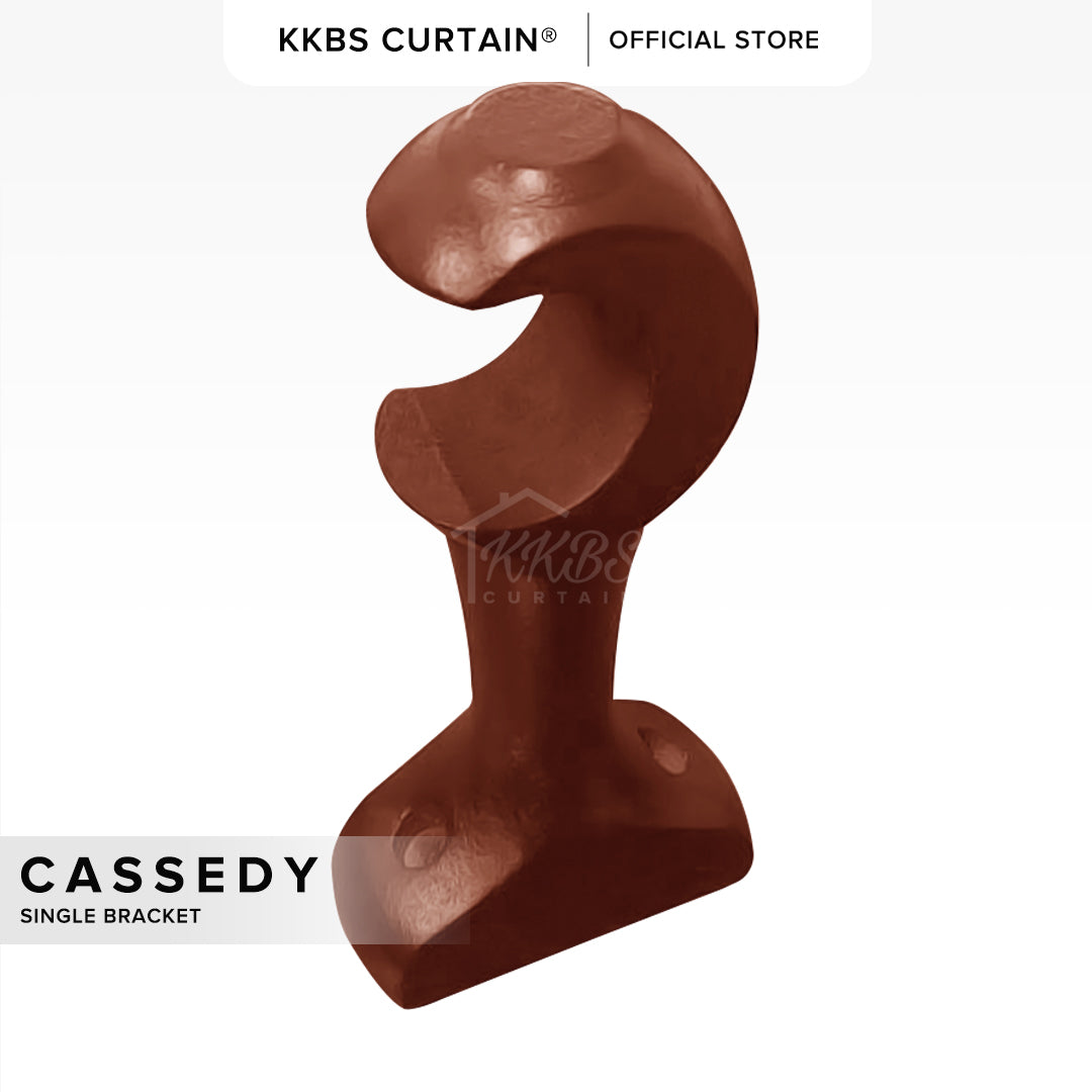 Cassedy Wooden Curtain Rod Single Bracket Natural Mahogany Colour