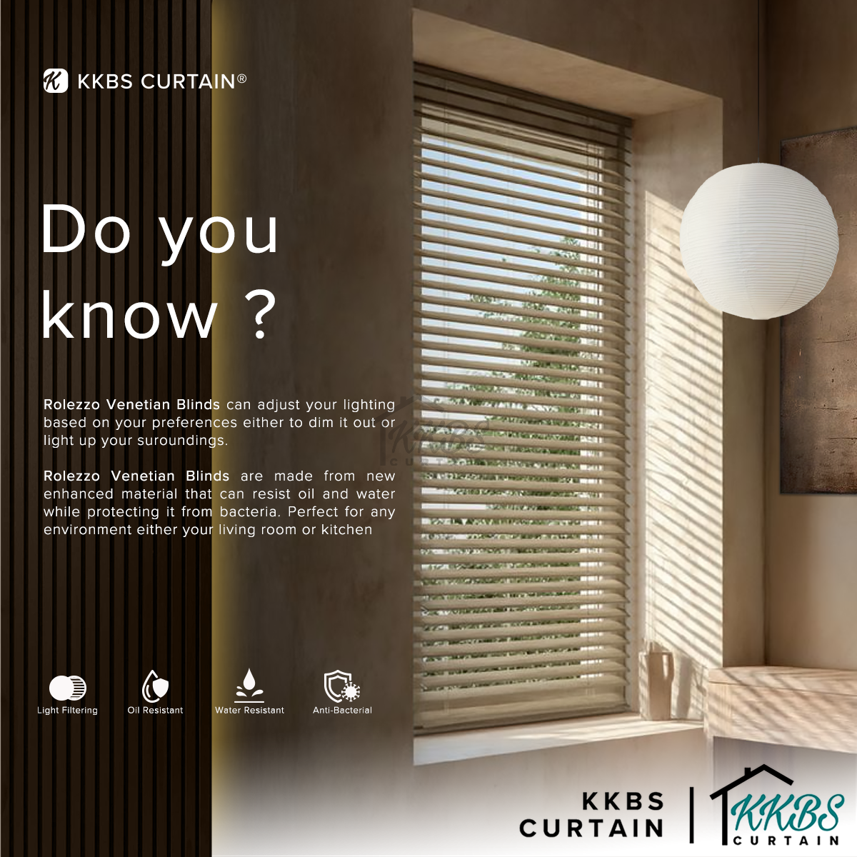 Rolezzo 25mm Venetian Blinds PVC Sedia Dibuat Set Lengkap