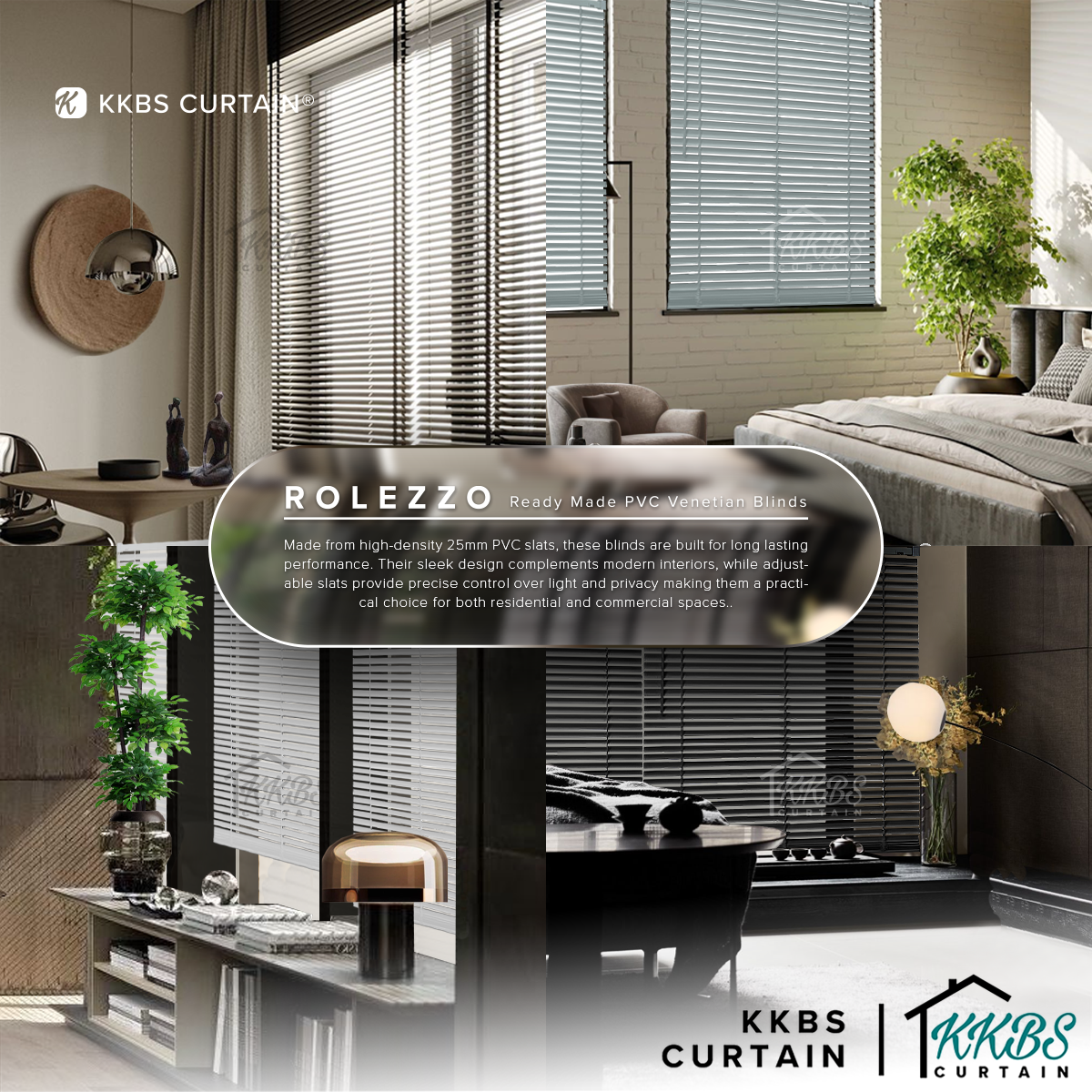 Rolezzo 25mm Venetian Blinds PVC Sedia Dibuat Set Lengkap
