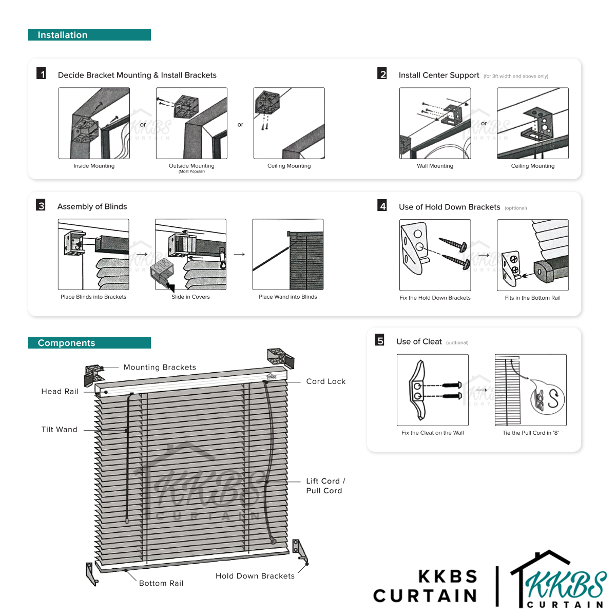 Rolezzo 25mm Venetian Blinds PVC Sedia Dibuat Set Lengkap
