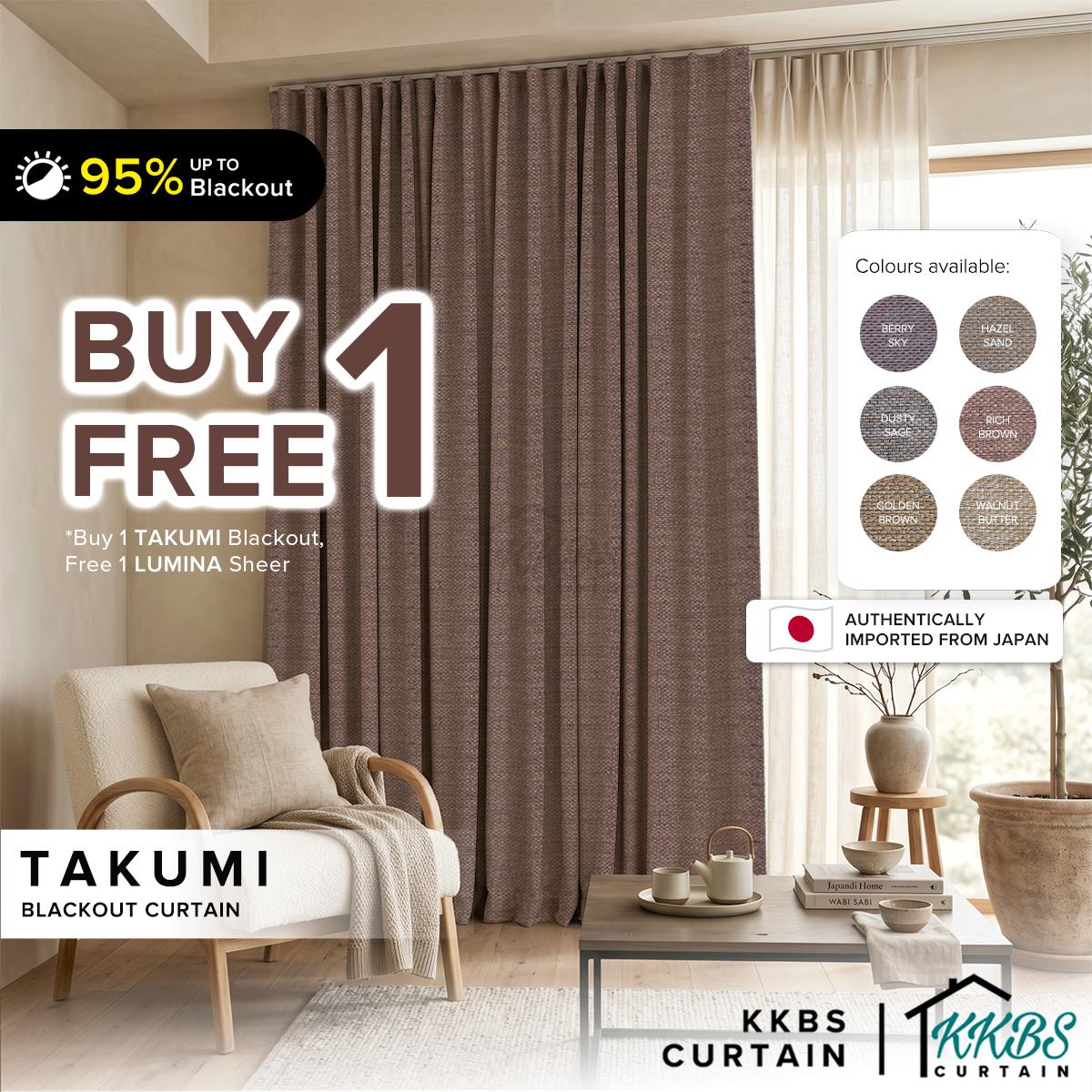 Takumi 95%+ Blackout Ready Made Curtain Hook & Eyelet Standard Width