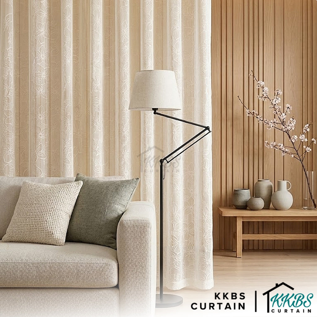 Sakura Sheer Curtain / Net Curtain Ready Made French Pleat Hook & Ring Eyelet