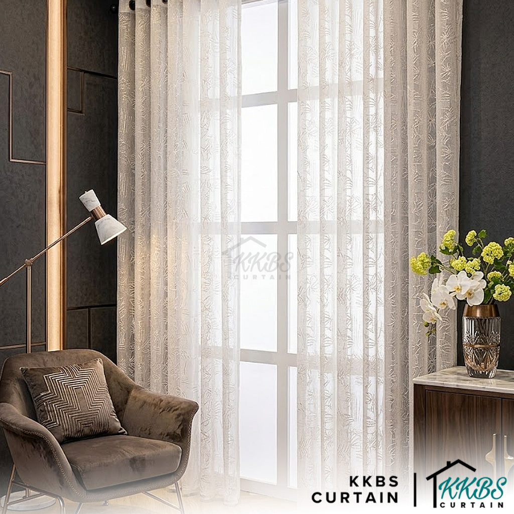 Sakura Sheer Curtain / Net Curtain Ready Made French Pleat Hook & Ring Eyelet