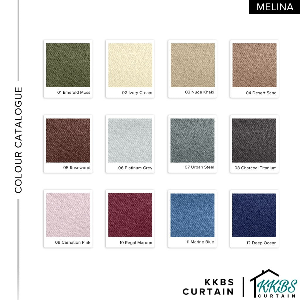 Melina 90-98% Blackout Curtain Ready Made Hook & Eyelet - Std Width
