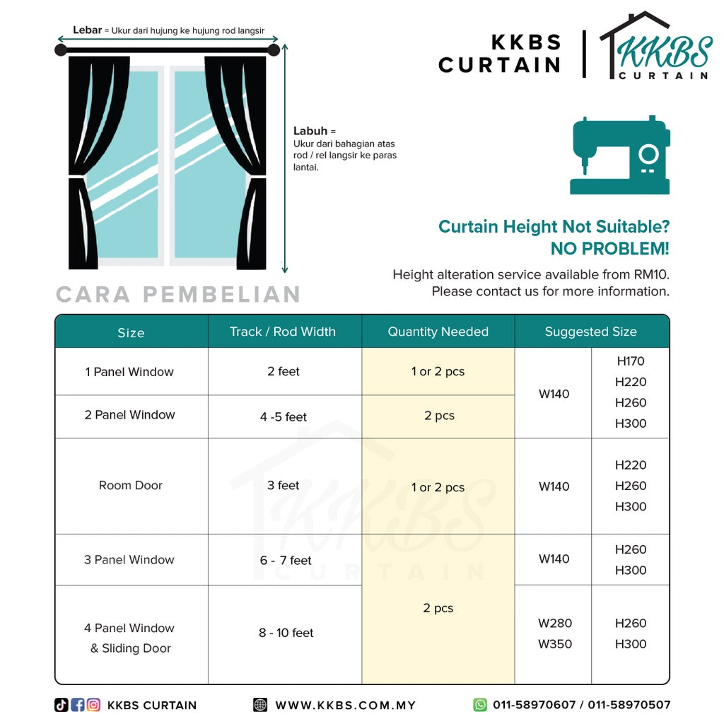 Jovanna Langsir Sheer Siap Jahit