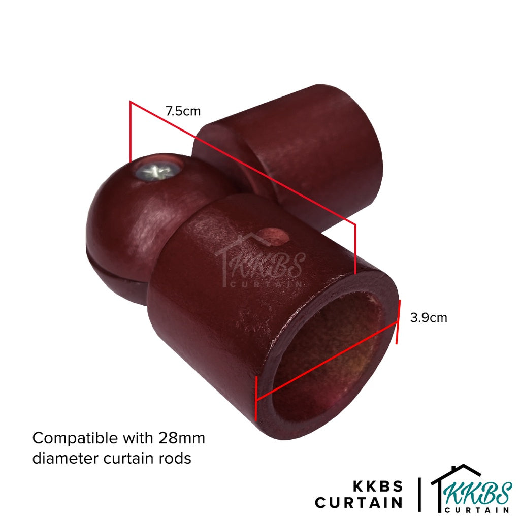 Cassedy Penyambung Rod Langsir Bentuk L Warna Merlot Gelap