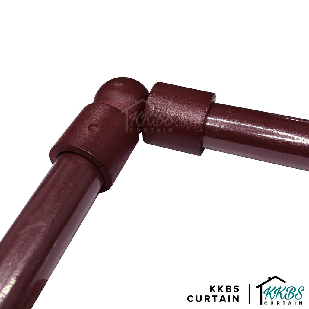 Cassedy Penyambung Rod Langsir Bentuk L Warna Merlot Gelap