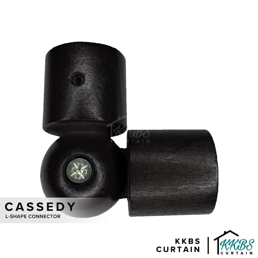 Cassedy 木制窗帘杆 L 形连接器 乌木黑色