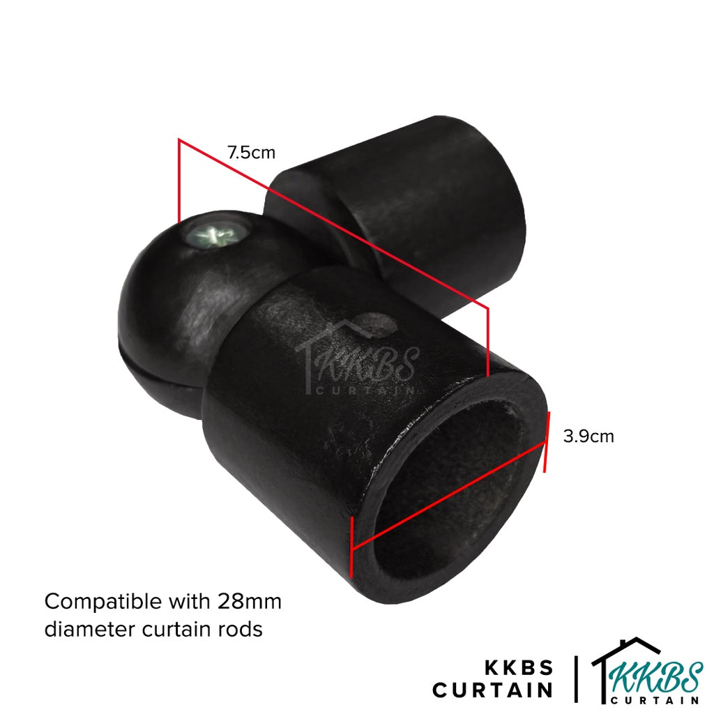 Cassedy Penyambung Rod Langsir Bentuk L Warna Hitam Ebony