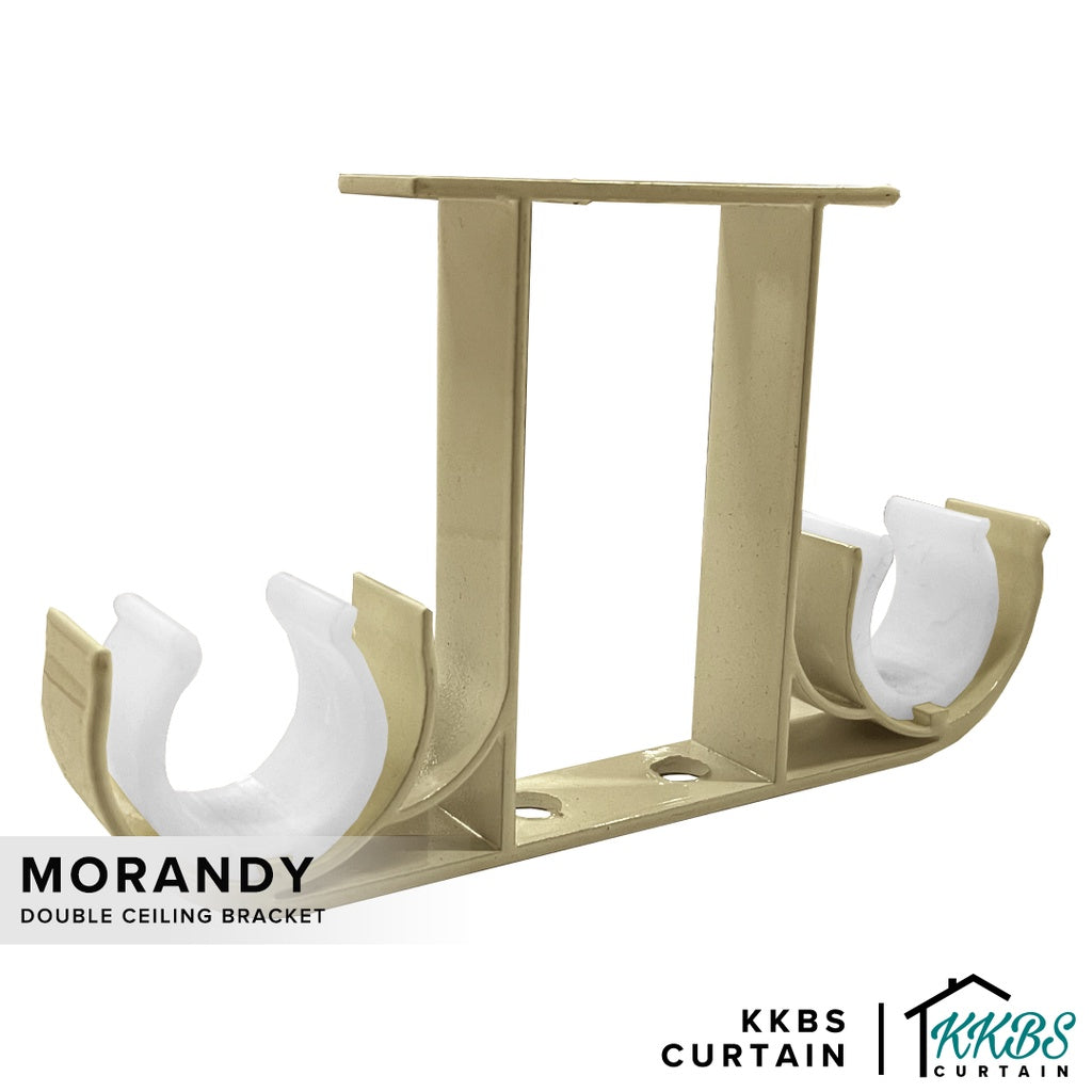 Morandy 窗帘杆顶装双支架 哑光浅金色