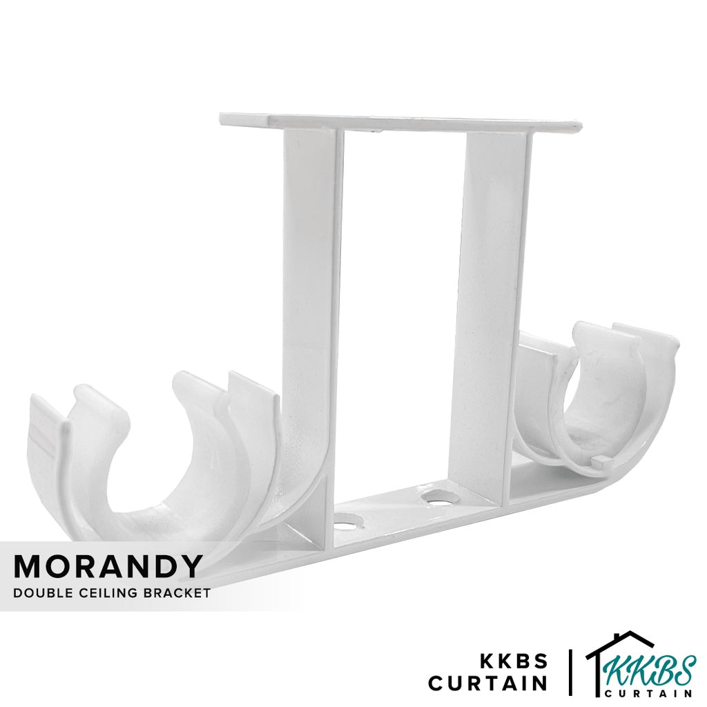 Morandy 窗帘杆顶装双支架 珍珠白