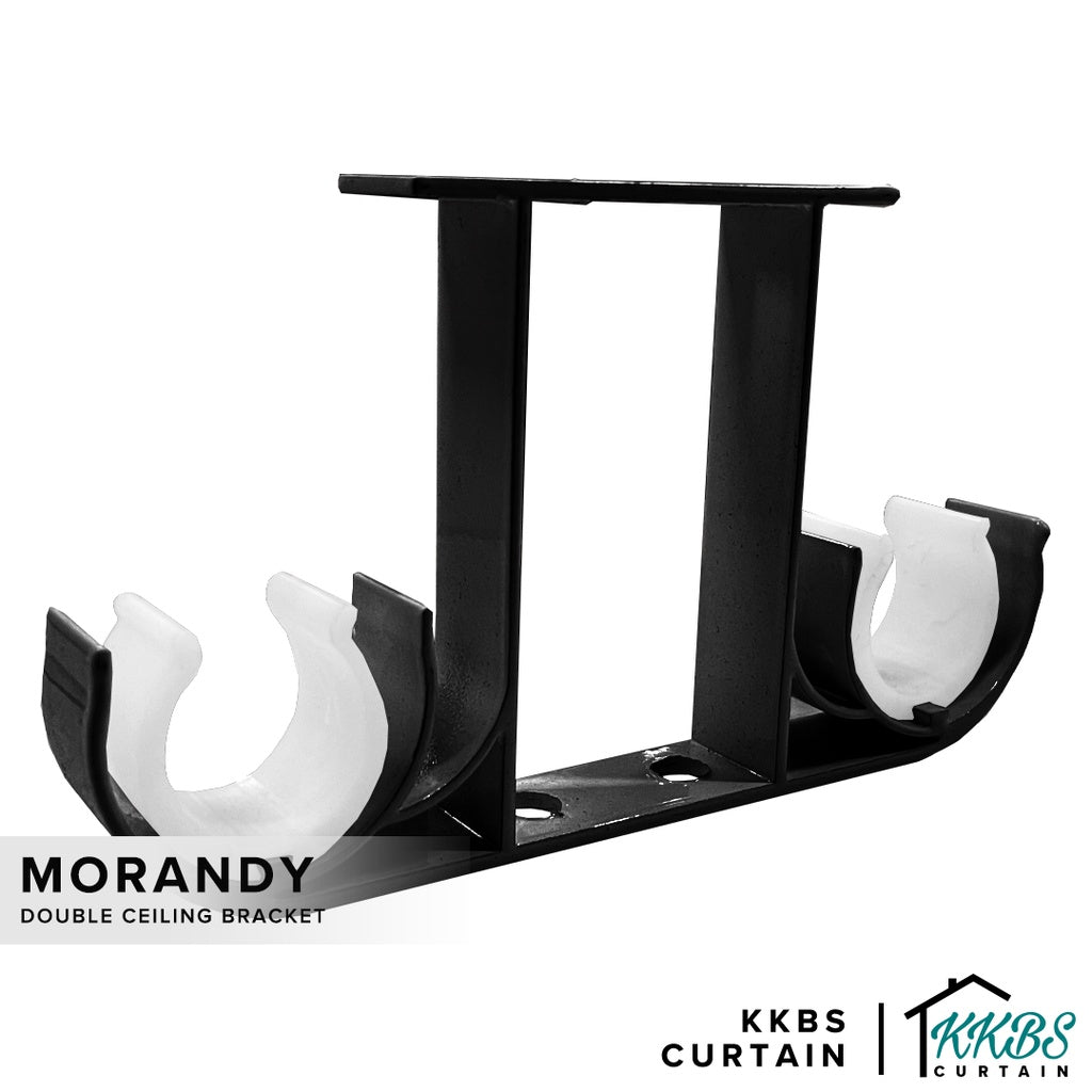 Morandy 窗帘杆顶装双支架 黑曜石色