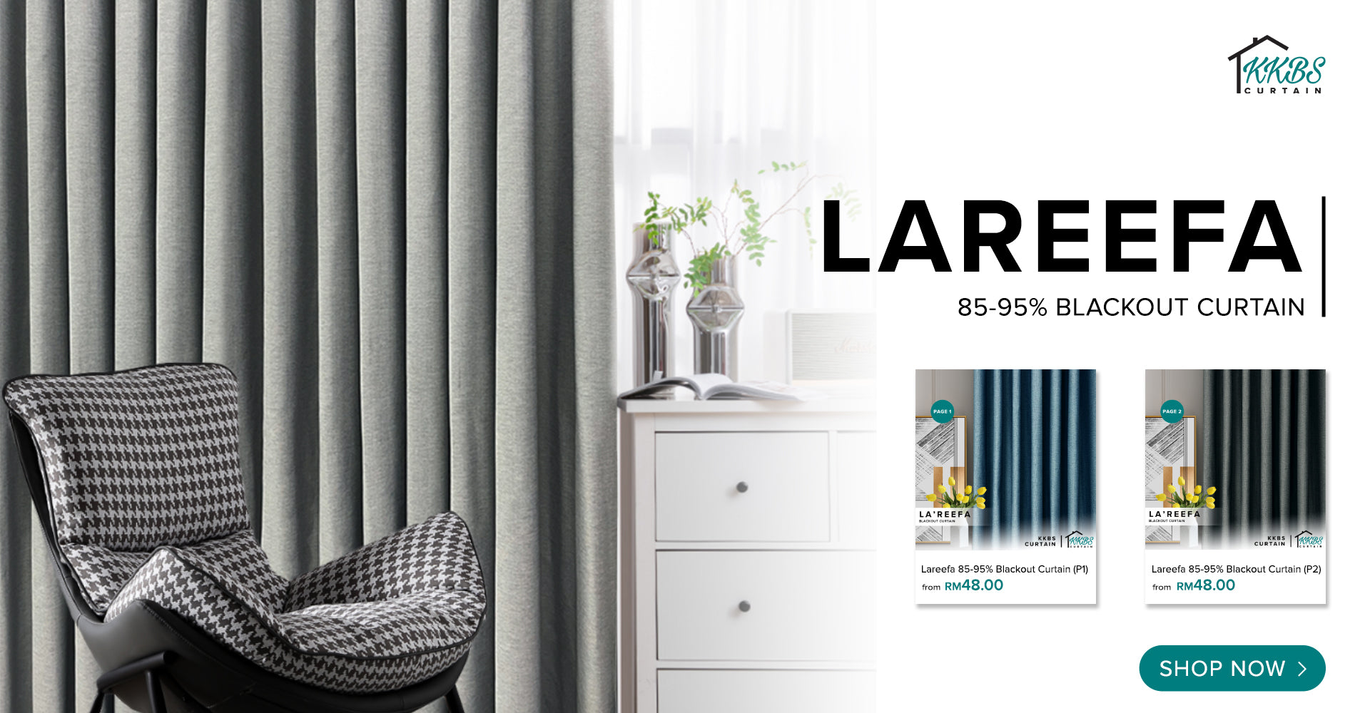 Lareefa 85-95% Blackout Curtain