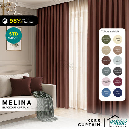 Melina 90-98% Blackout Curtain Ready Made Hook &amp; Eyelet - Std Width