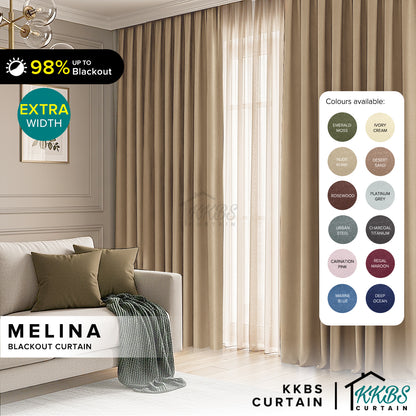 Melina 90-98% Blackout Curtain Ready Made Hook &amp; Eyelet - Extra Width