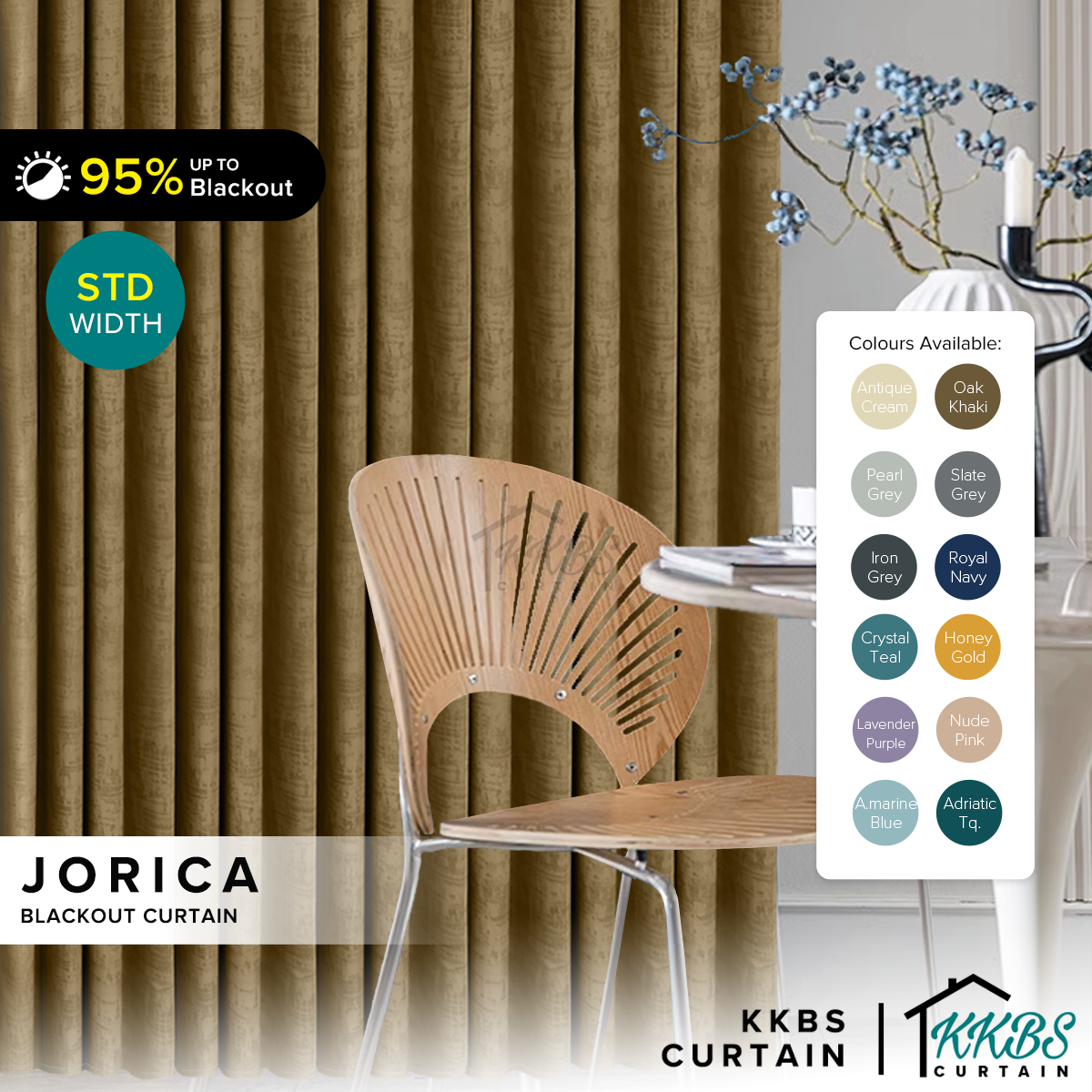 Jorica 85-95% Blackout Curtain Ready Made Standard Width