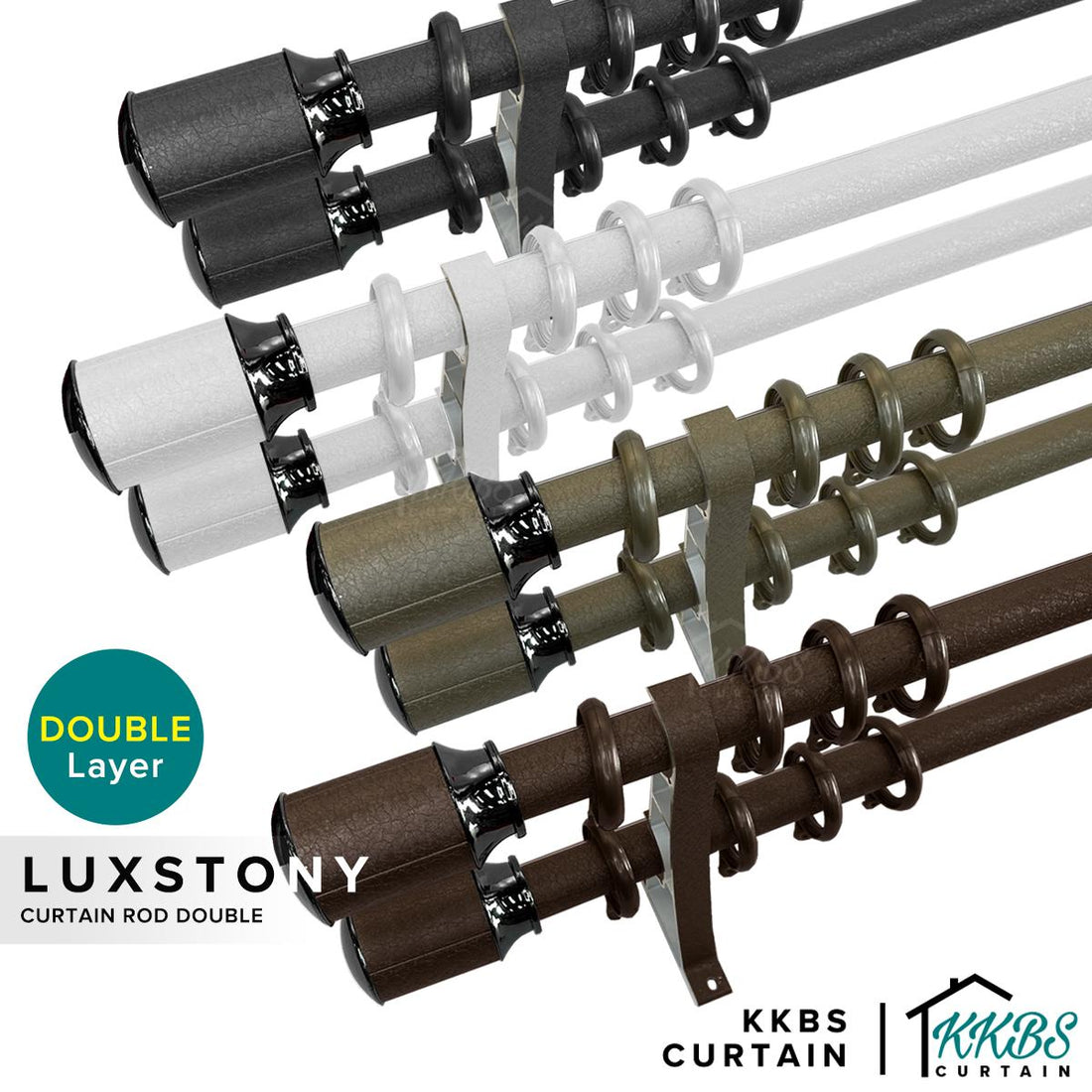Luxstony Curtain Rod Double Complete Set