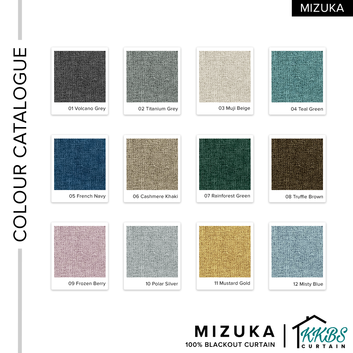 Mizuka 100% Blackout Curtain Ready Made Standard Width