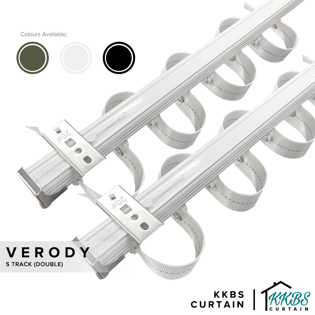 Verody Heavy Duty S Lipat / French Pleat Track Double Set Lengkap 