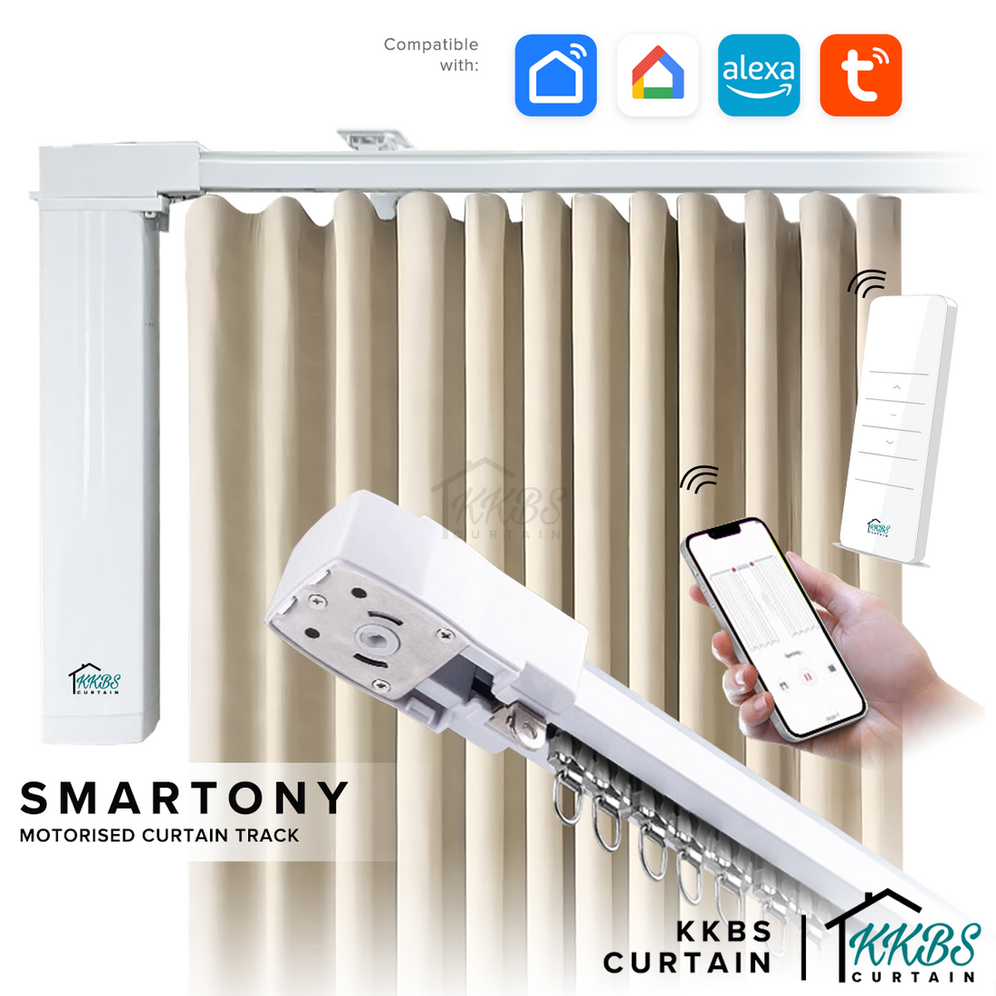 Smartony Motorised Curtain Track Wi-Fi / ZigBee Complete Set