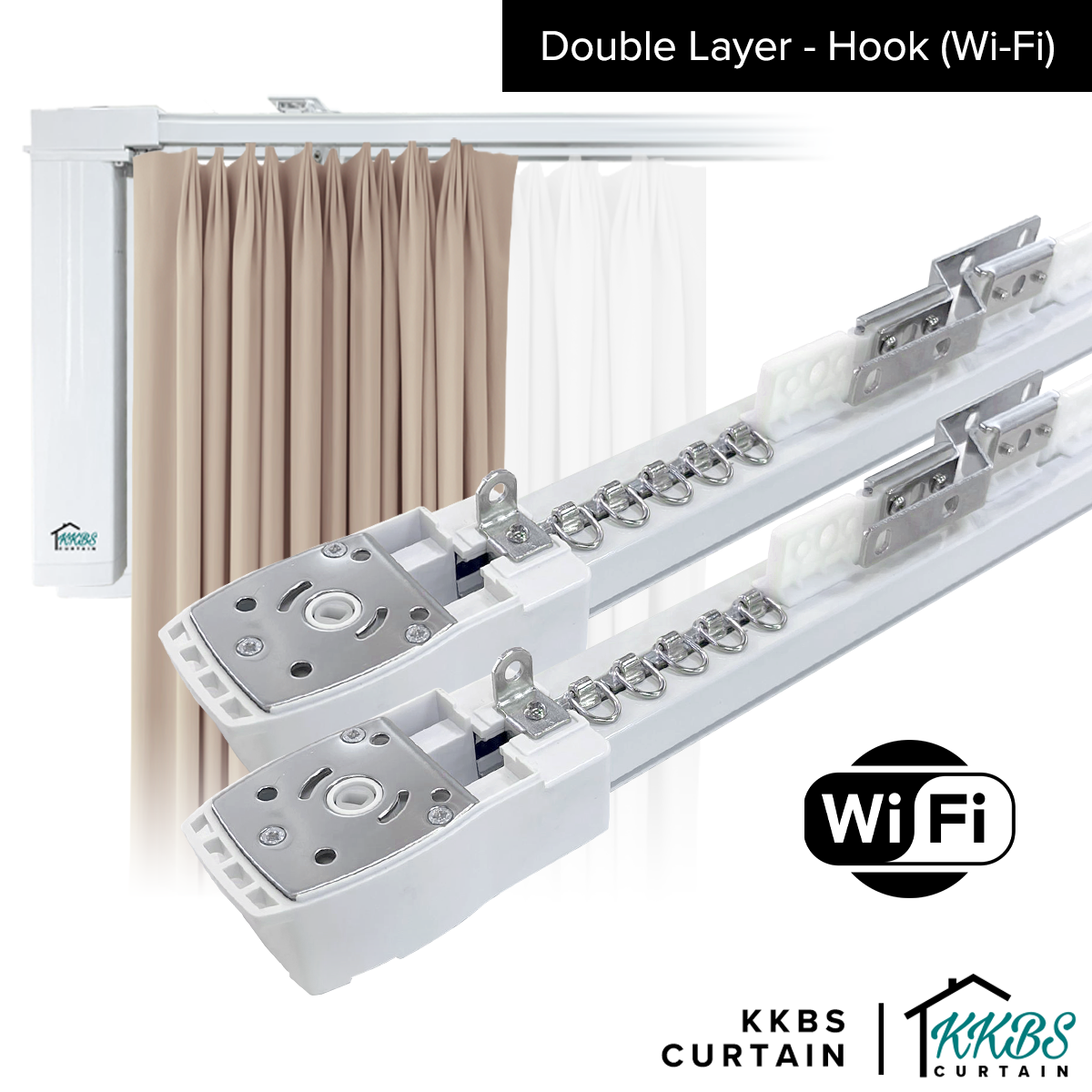Smartony Wi-Fi / ZigBee Track Langsir Bermotor Set Lengkap