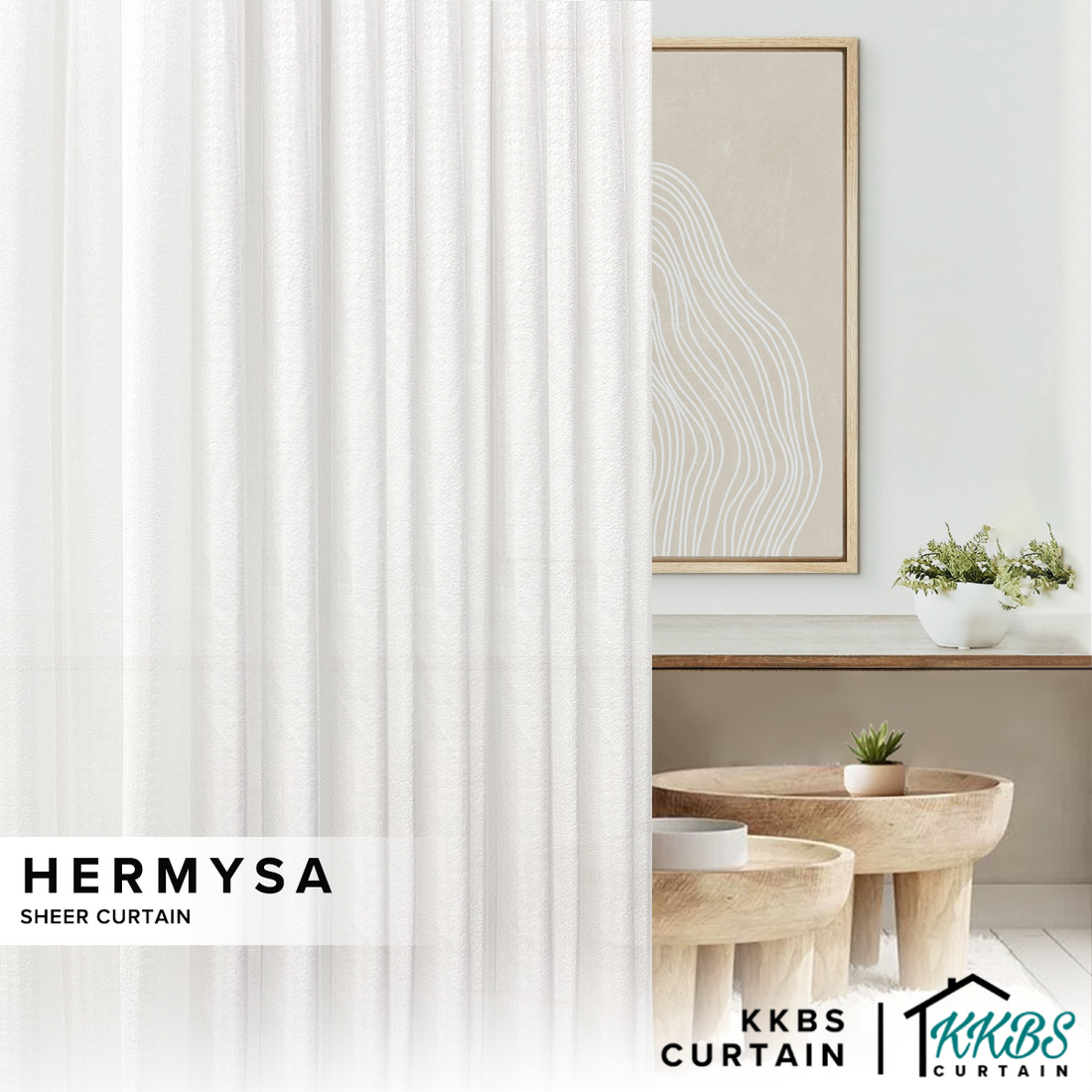 Hermysa Langsir Sheer Privasi Siap Jahit