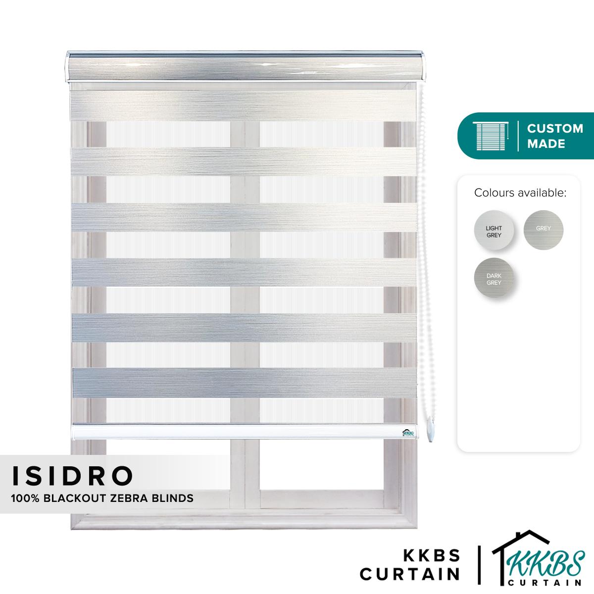 Isidro 100% Blackout Zebra Blinds Dibuat Tersuai