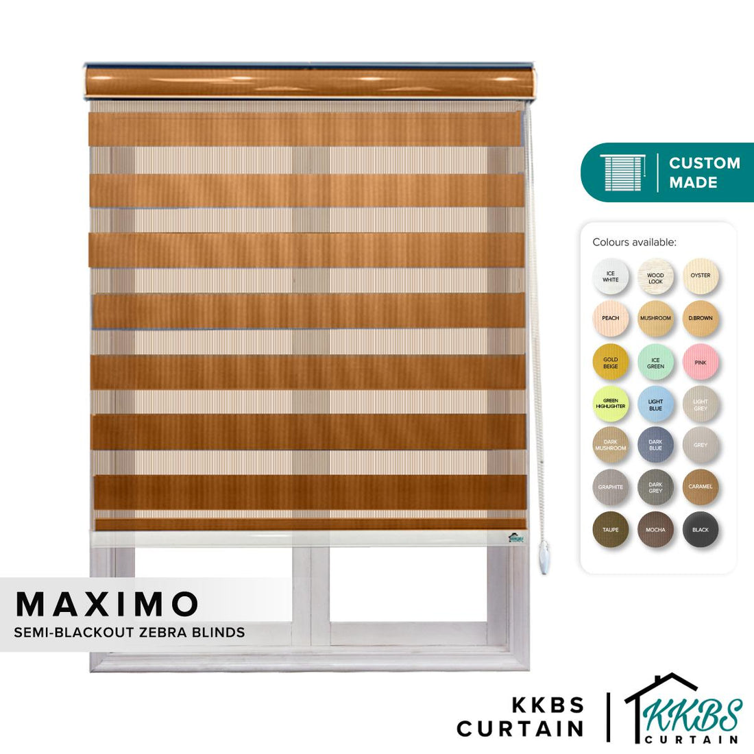Maximo Semi - Blackout Zebra Blinds Custom Made