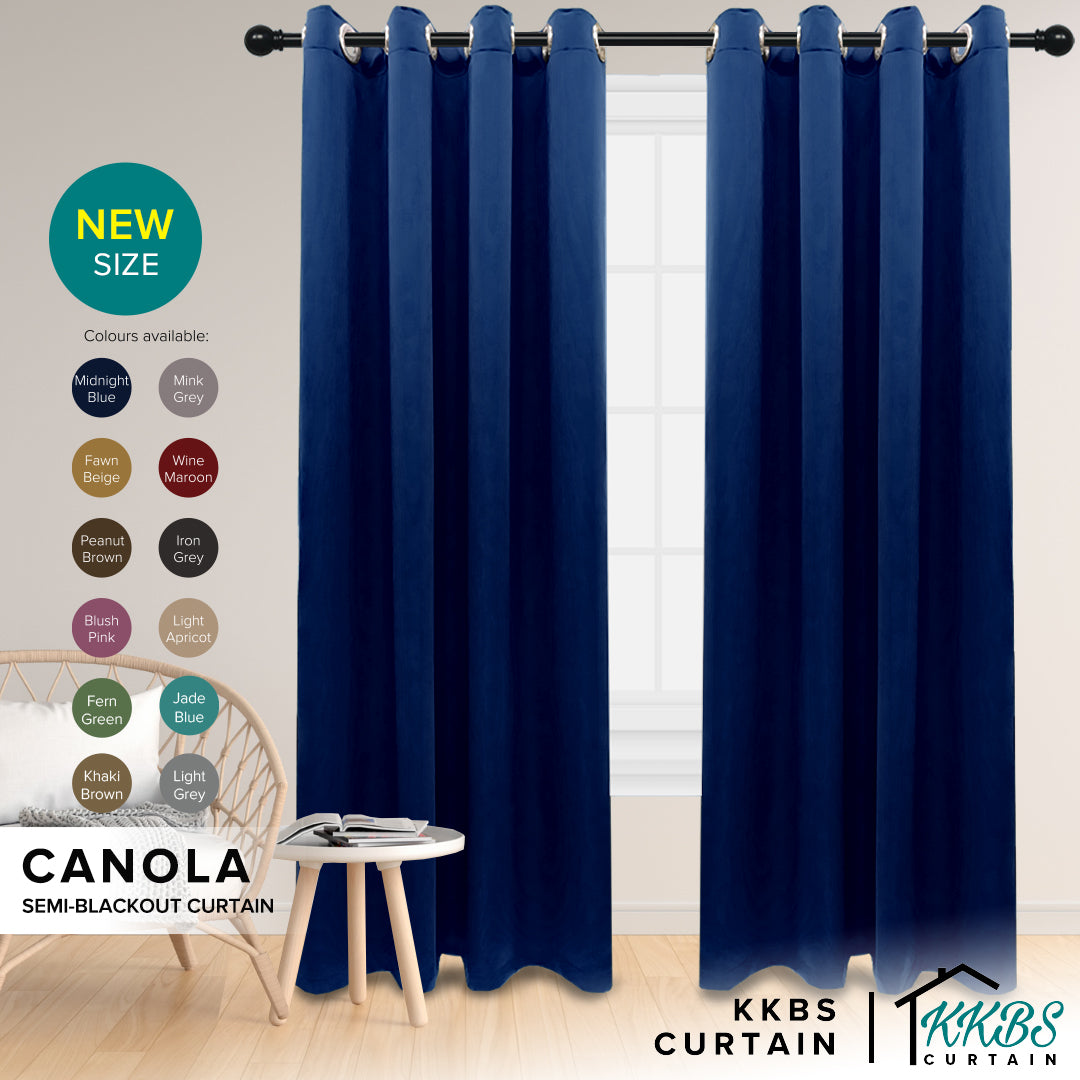 Langsir Canola 80%+ Blackout Cangkuk &amp;amp; Lubang Minimalis