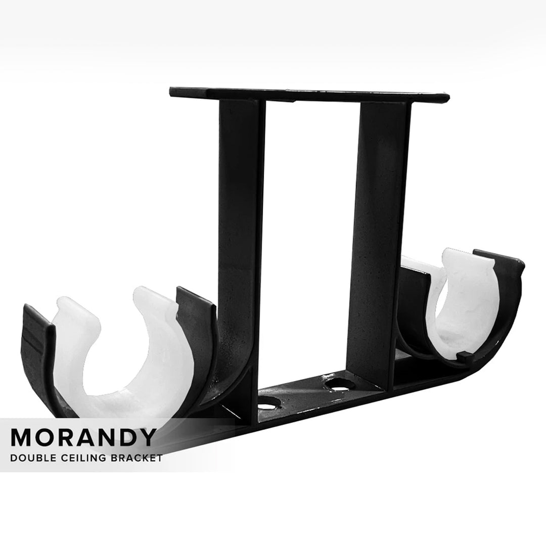 Morandy Curtain Rod Double Ceiling Bracket - Obsidian Black