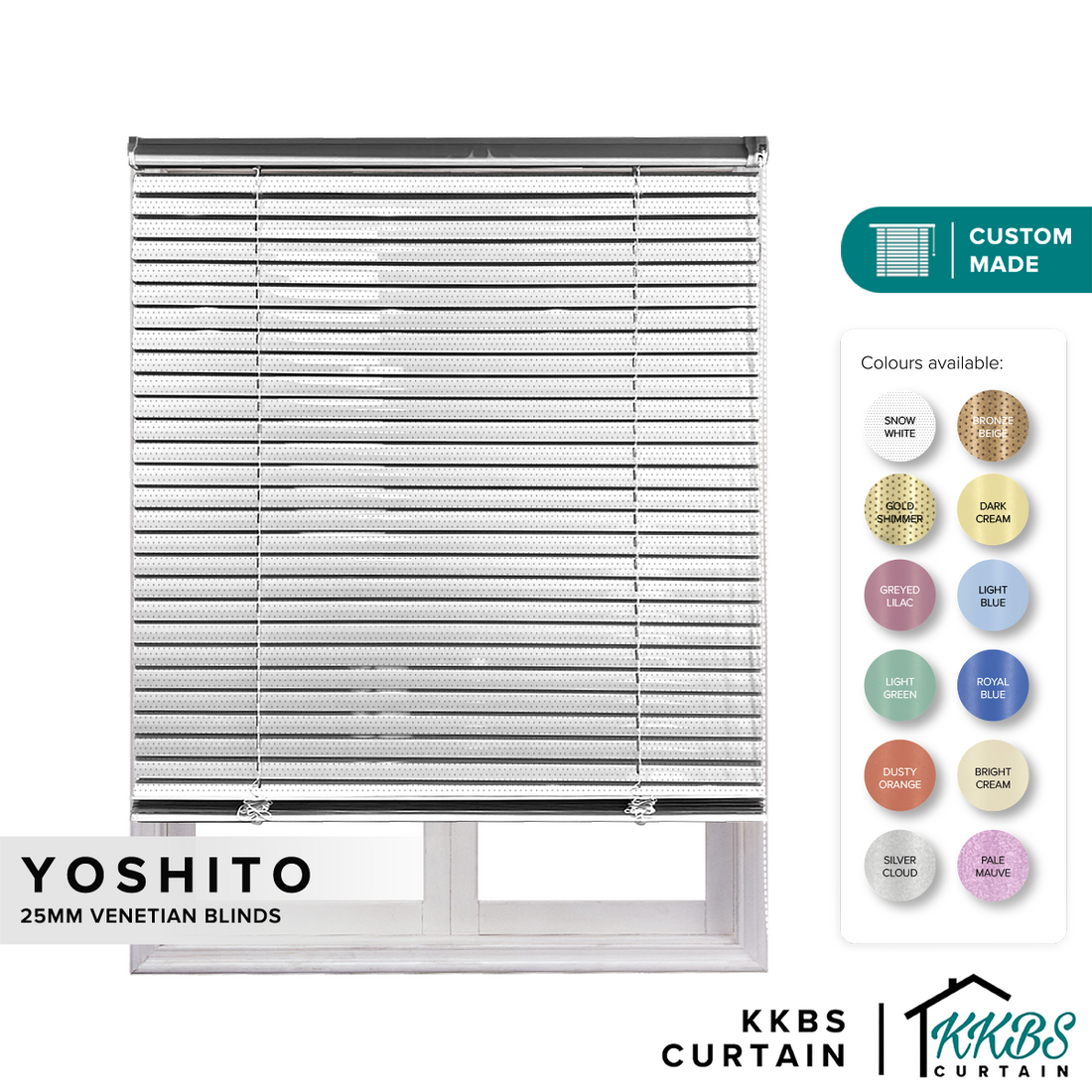 Tirai Venetian Yoshito 25mm Dibuat Tersuai 
