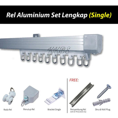 Traludy Aluminium Curtain Rail / Track Single Complete Set
