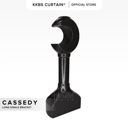 Cassedy Wooden Curtain Rod Long Single Bracket Ebony Black Colour