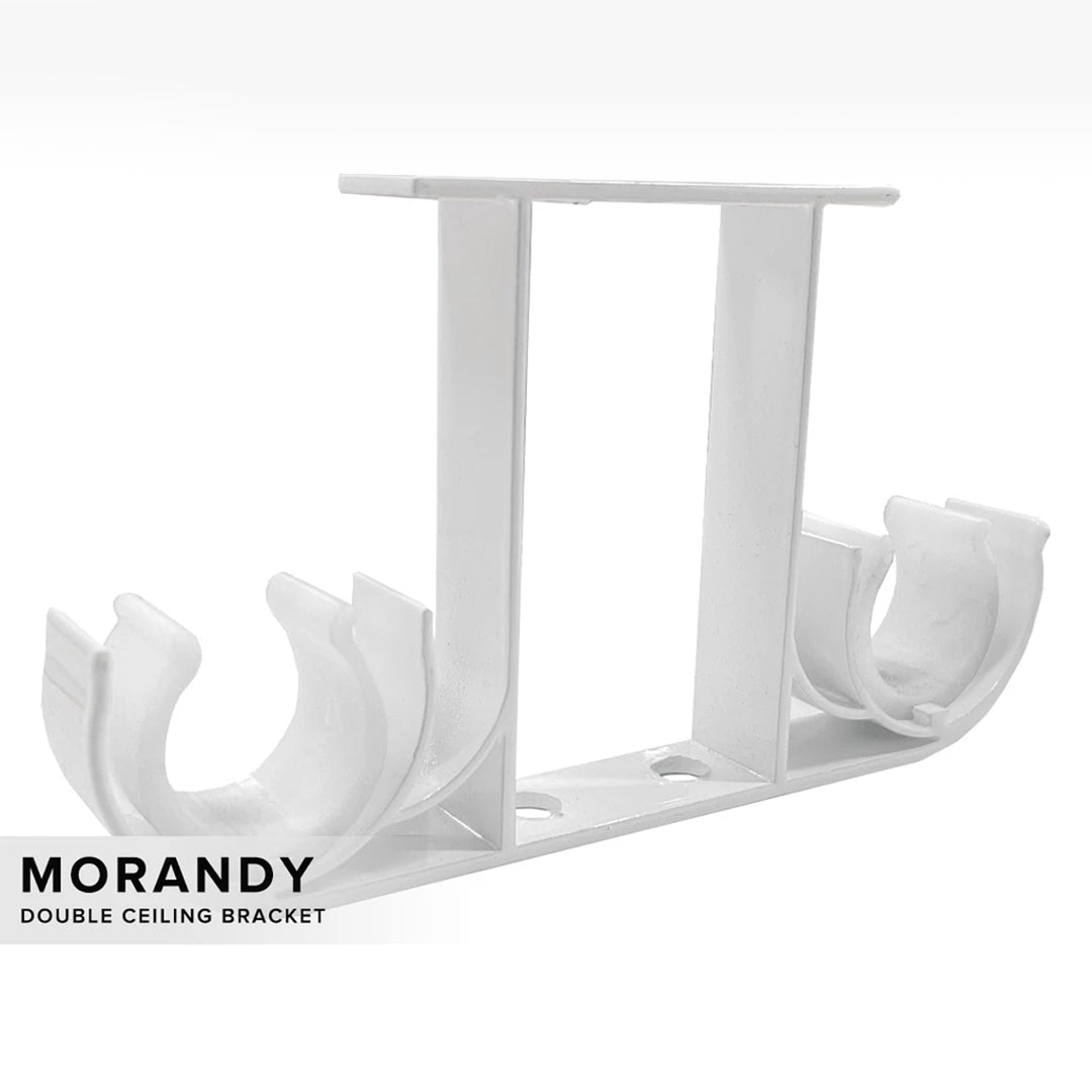 Morandy 窗帘杆顶装双支架 珍珠白